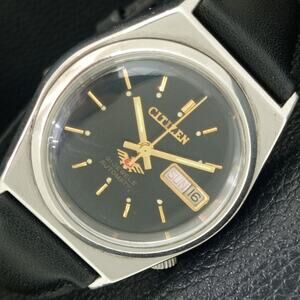 Vintage 1971 Citizen Automatic Mens Silver Watch W/daydate & Gold accents